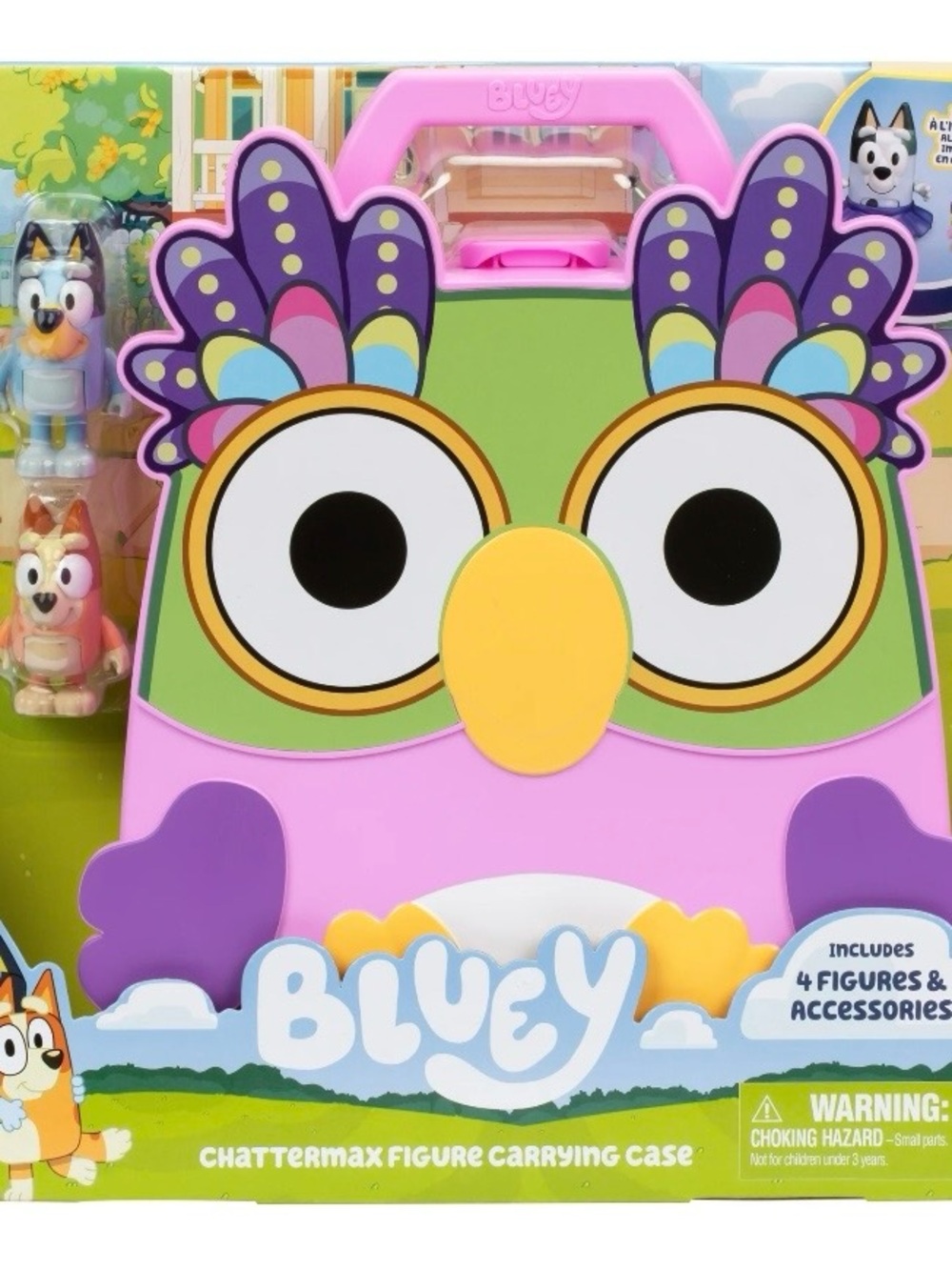 Bluey Chattermax Kids Figure Carrying Case - Pink & Green